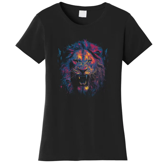 Colorful Lion Head Women's T-Shirt