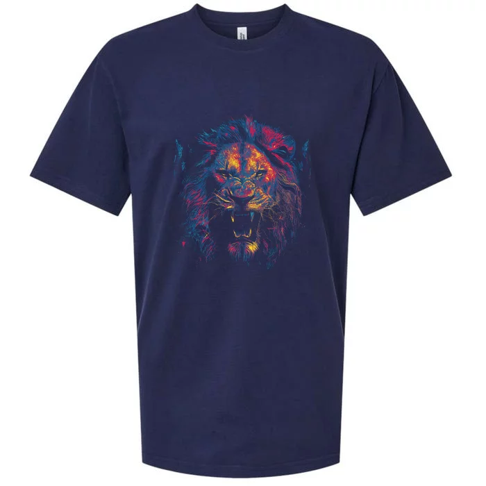 Colorful Lion Head Sueded Cloud Jersey T-Shirt