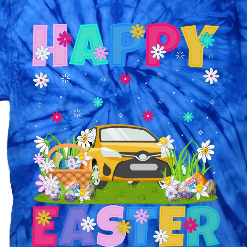 Car Lover Happy Easter Bunny Car Easter Sunday Gift Tie-Dye T-Shirt