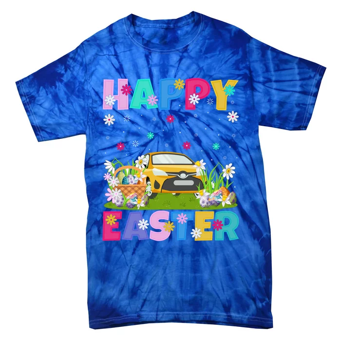 Car Lover Happy Easter Bunny Car Easter Sunday Gift Tie-Dye T-Shirt