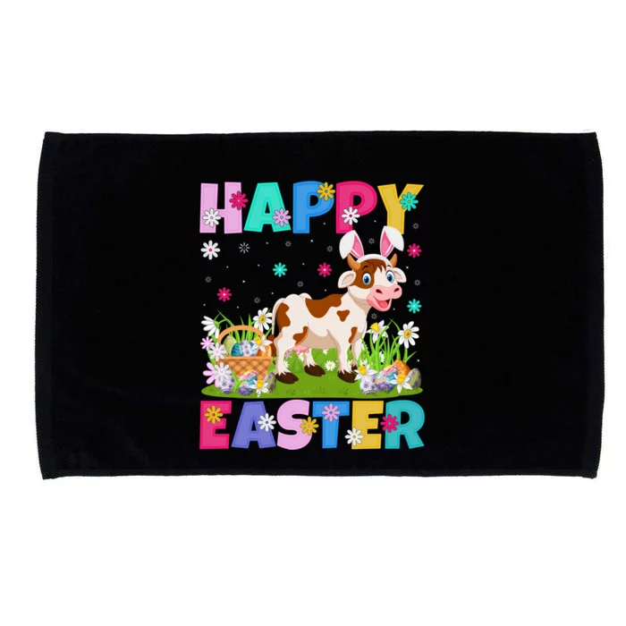 Cattle Lover Happy Easter Bunny Cattle Easter Sunday Gift Microfiber Hand Towel