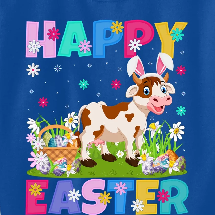 Cattle Lover Happy Easter Bunny Cattle Easter Sunday Gift Kids Sweatshirt