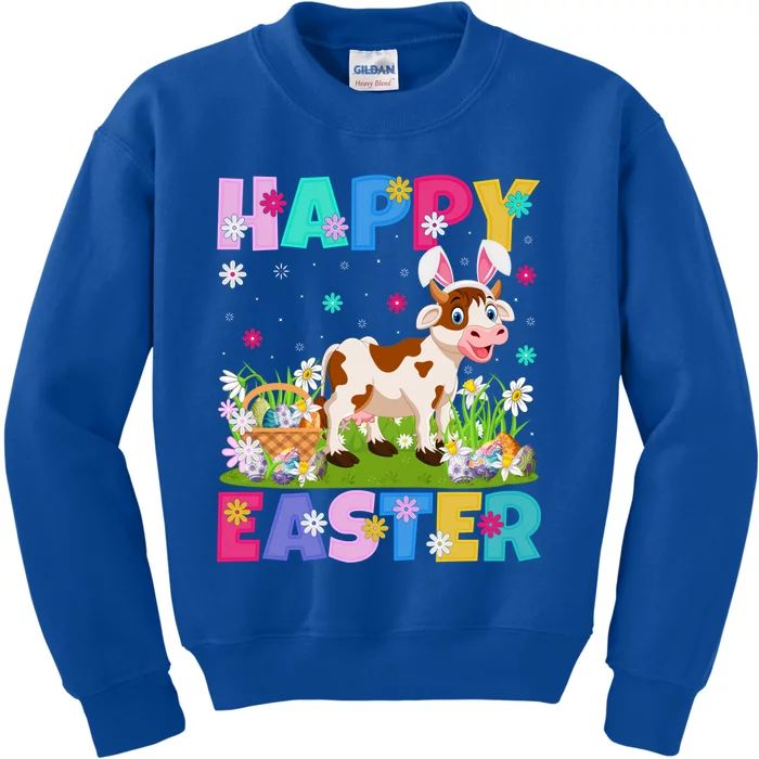 Cattle Lover Happy Easter Bunny Cattle Easter Sunday Gift Kids Sweatshirt