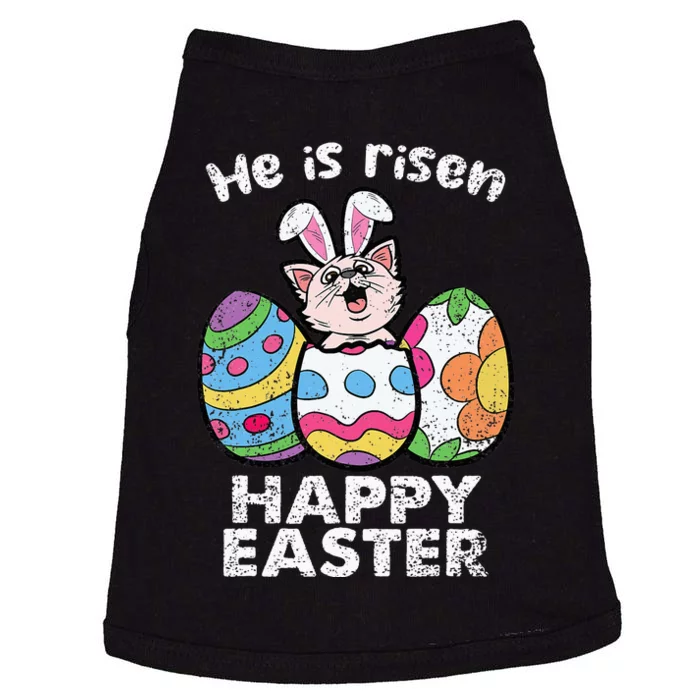 Cat Lover He Is Risen Egg Hunting Happy Easter Doggie Tank