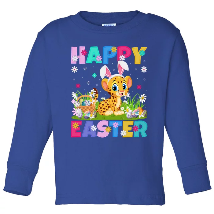 Cheetah Lover Happy Easter Bunny Cheetah Easter Sunday Cute Gift Toddler Long Sleeve Shirt