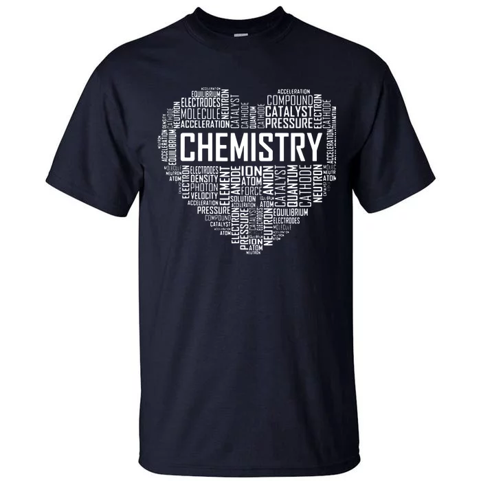 Chemistry Lover Heart Gift For Chemist Teacher Or Student Tall T-Shirt