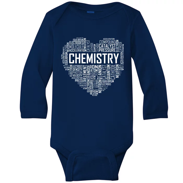 Chemistry Lover Heart Gift For Chemist Teacher Or Student Baby Long Sleeve Bodysuit