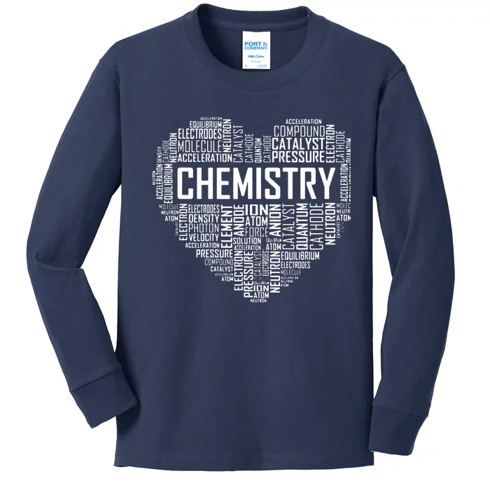 Chemistry Lover Heart Gift For Chemist Teacher Or Student Kids Long Sleeve Shirt