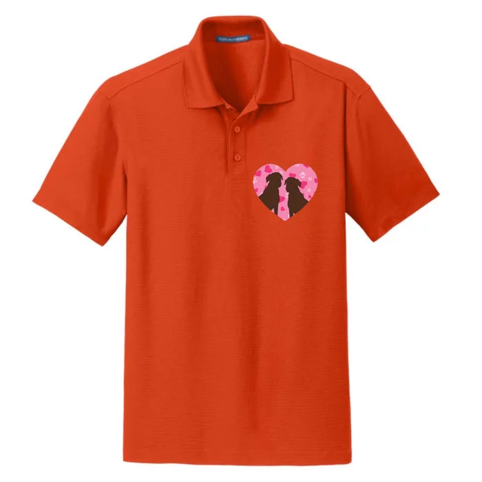 Chocolate Lab Heart Valentine's Day Labrador Dog Lover Meaningful Gift Dry Zone Grid Performance Polo