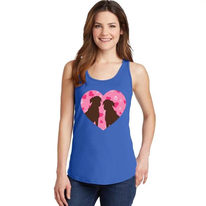 Chocolate Lab Heart Valentine's Day Labrador Dog Lover Meaningful Gift Ladies Essential Tank