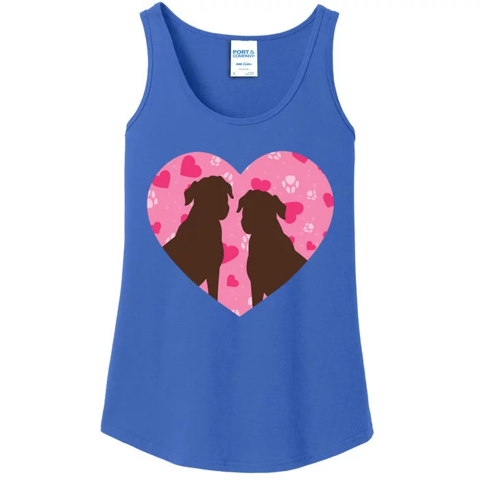 Chocolate Lab Heart Valentine's Day Labrador Dog Lover Meaningful Gift Ladies Essential Tank