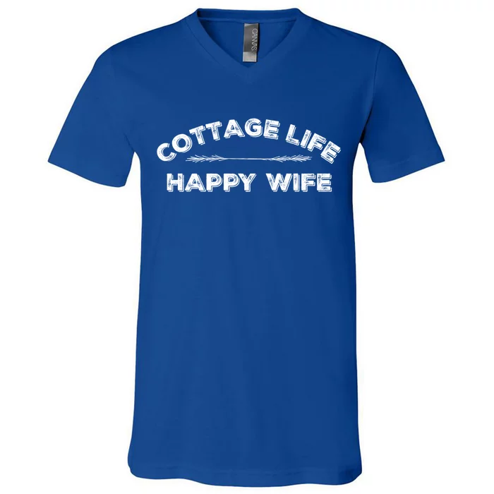 Cottage Life Happy Wife Summer Cute Gift V-Neck T-Shirt