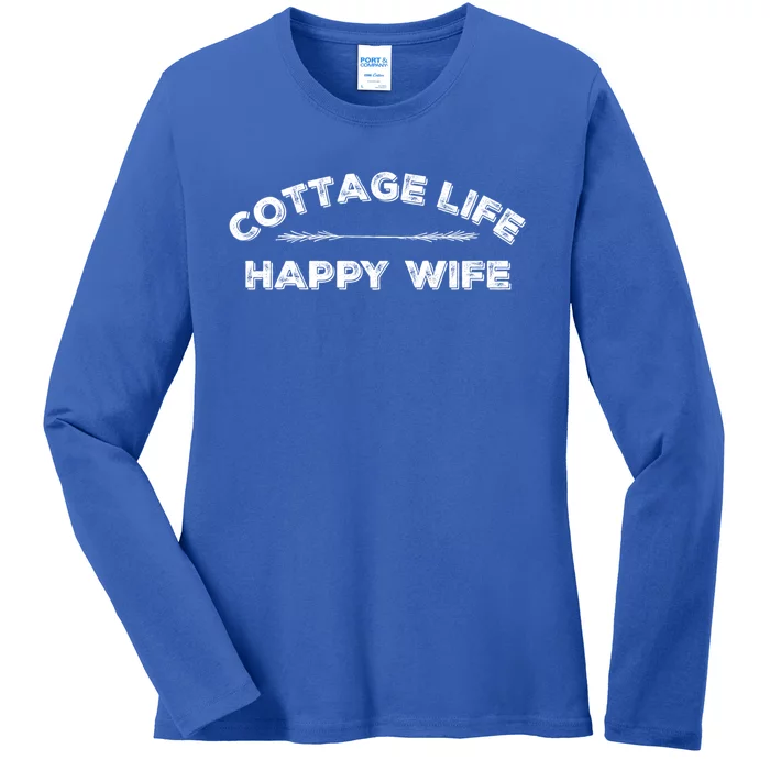 Cottage Life Happy Wife Summer Cute Gift Ladies Long Sleeve Shirt