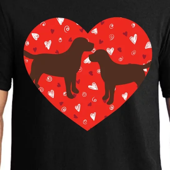 Chocolate Lab Heart Valentine's Day Labrador Dog Lover Gift Pajama Set