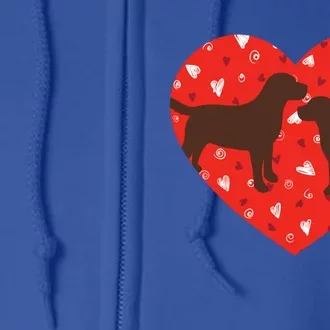 Chocolate Lab Heart Valentine's Day Labrador Dog Lover Gift Full Zip Hoodie