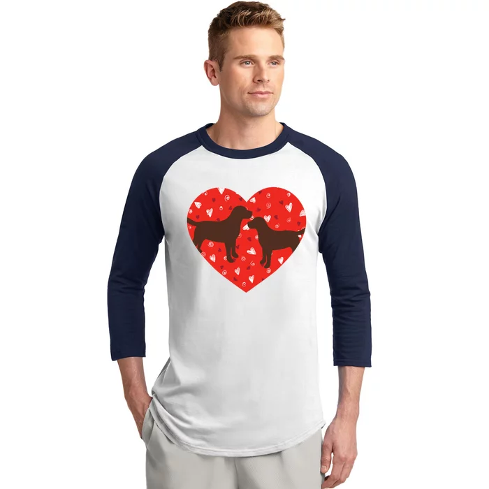 Chocolate Lab Heart Valentine's Day Labrador Dog Lover Gift Baseball Sleeve Shirt