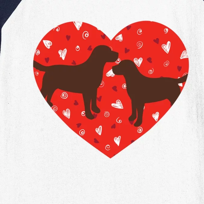 Chocolate Lab Heart Valentine's Day Labrador Dog Lover Gift Baseball Sleeve Shirt