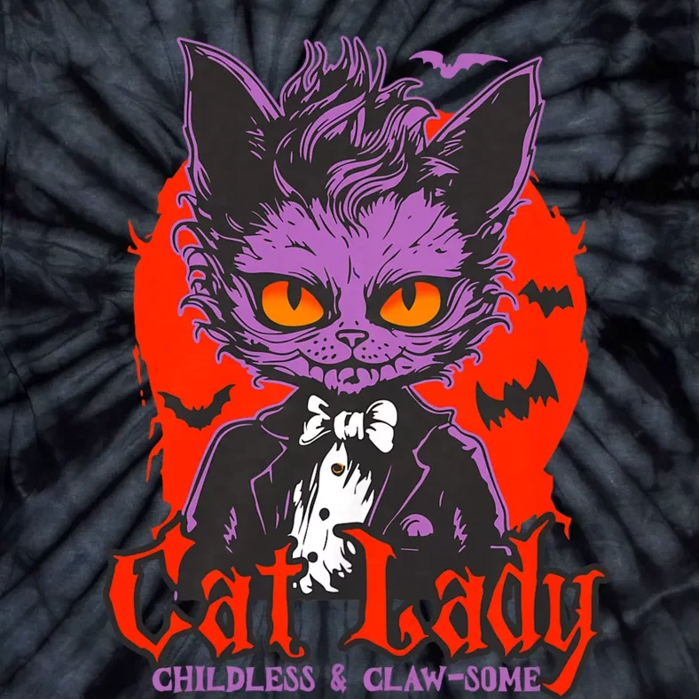 Cat Lady Halloween Feminist Childless Cat Ladies Harris 2024 Tie-Dye T-Shirt