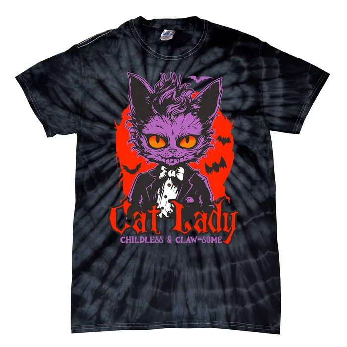 Cat Lady Halloween Feminist Childless Cat Ladies Harris 2024 Tie-Dye T-Shirt