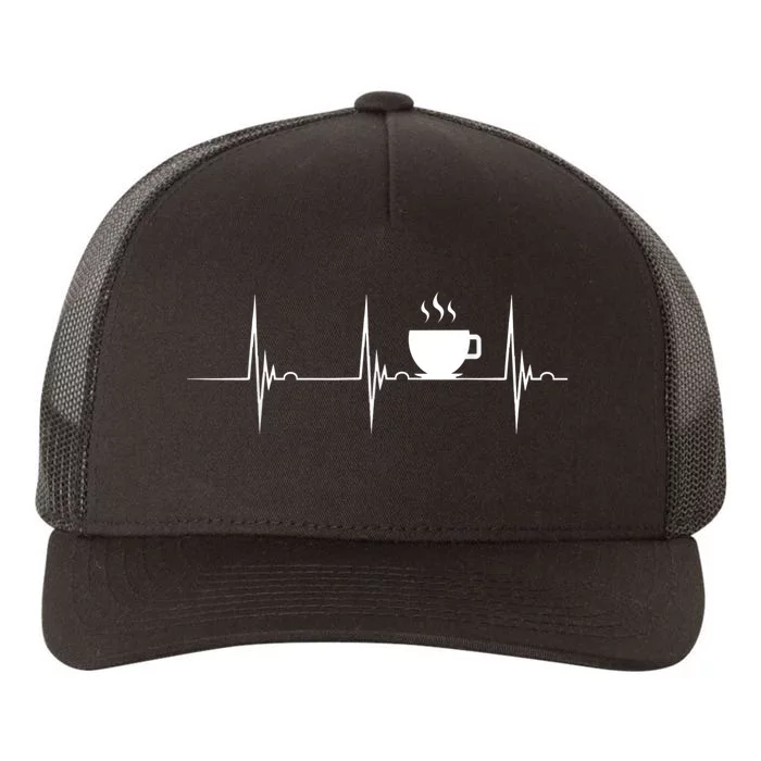 Coffee Lover Heartbeat EKG Pulse Hot Espresso Coffee Cup Yupoong Adult 5-Panel Trucker Hat