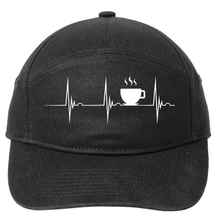 Coffee Lover Heartbeat EKG Pulse Hot Espresso Coffee Cup 7-Panel Snapback Hat