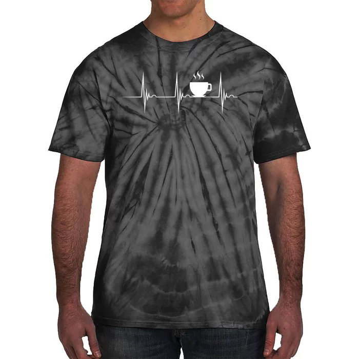 Coffee Lover Heartbeat EKG Pulse Hot Espresso Coffee Cup Tie-Dye T-Shirt