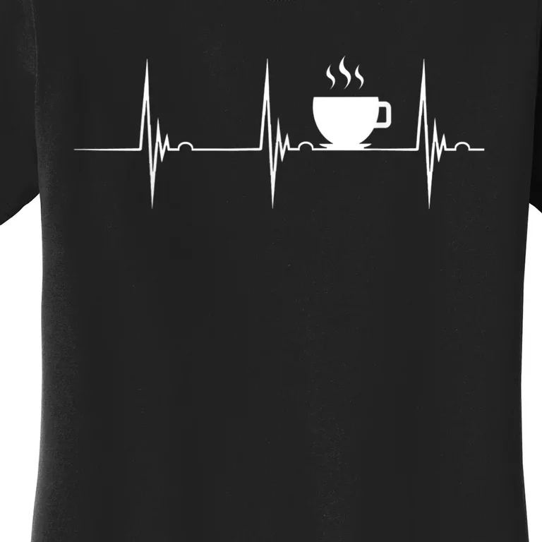 Coffee Lover Heartbeat EKG Pulse Hot Espresso Coffee Cup Women's T-Shirt