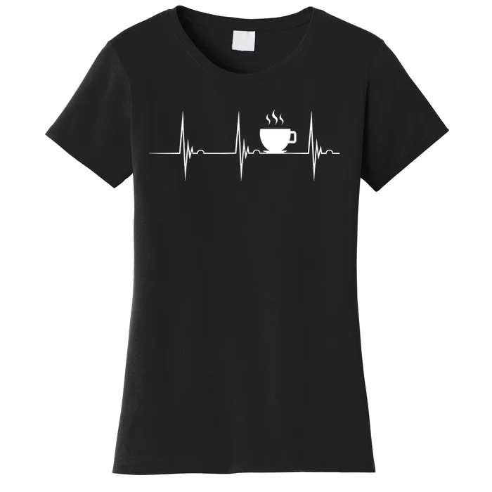 Coffee Lover Heartbeat EKG Pulse Hot Espresso Coffee Cup Women's T-Shirt