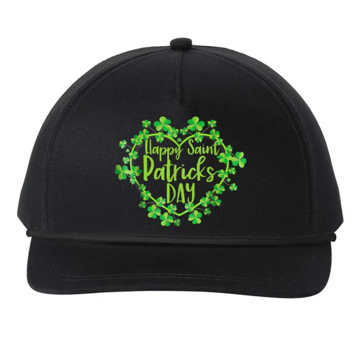 Cute Lucky Heart Shamrock Happy St Patricks Day Family Heart Snapback Five-Panel Rope Hat