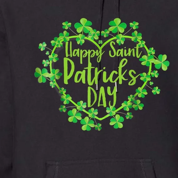 Cute Lucky Heart Shamrock Happy St Patricks Day Family Heart Premium Hoodie