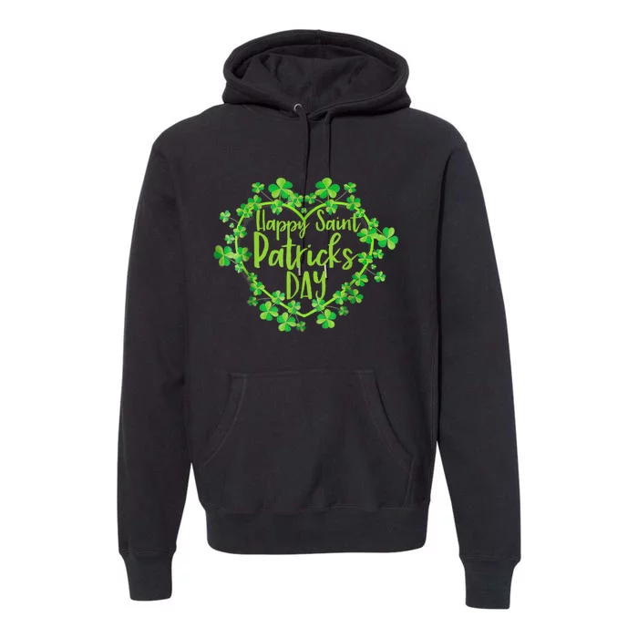 Cute Lucky Heart Shamrock Happy St Patricks Day Family Heart Premium Hoodie