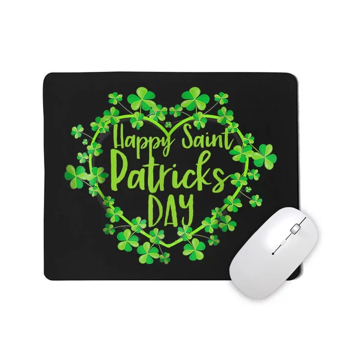 Cute Lucky Heart Shamrock Happy St Patricks Day Family Heart Mousepad