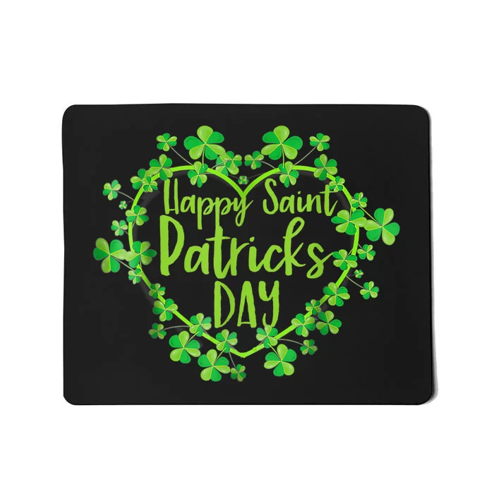 Cute Lucky Heart Shamrock Happy St Patricks Day Family Heart Mousepad