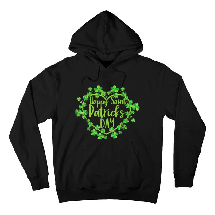 Cute Lucky Heart Shamrock Happy St Patricks Day Family Heart Tall Hoodie