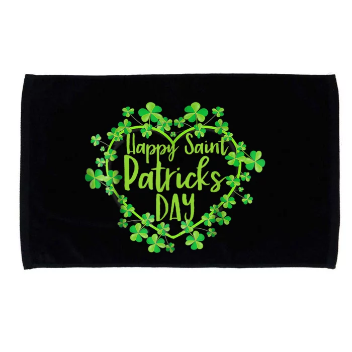 Cute Lucky Heart Shamrock Happy St Patricks Day Family Heart Microfiber Hand Towel