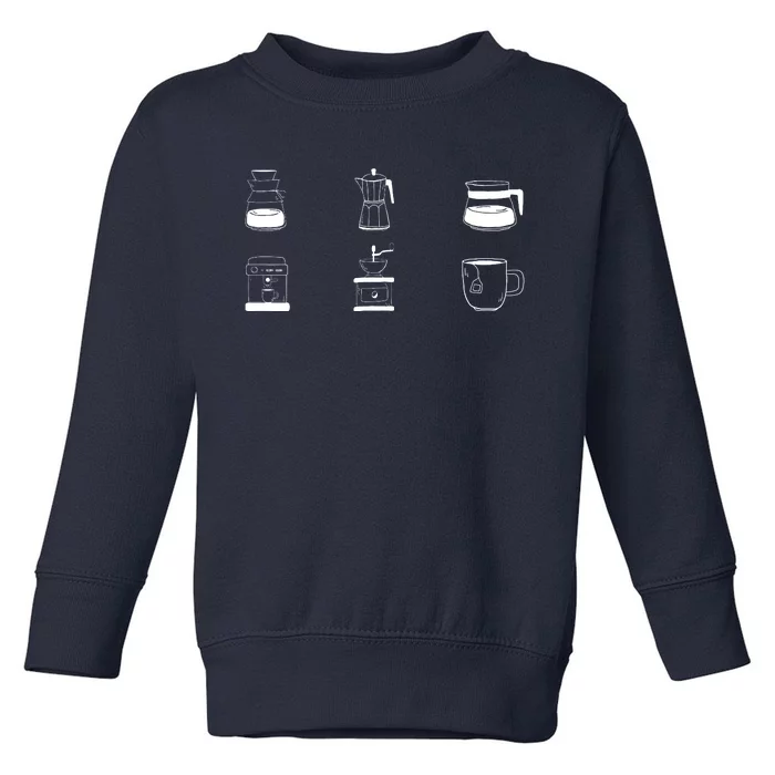 Coffee Lover Hand Drawn Cute Food Coffee Gift Toddler Sweatshirt