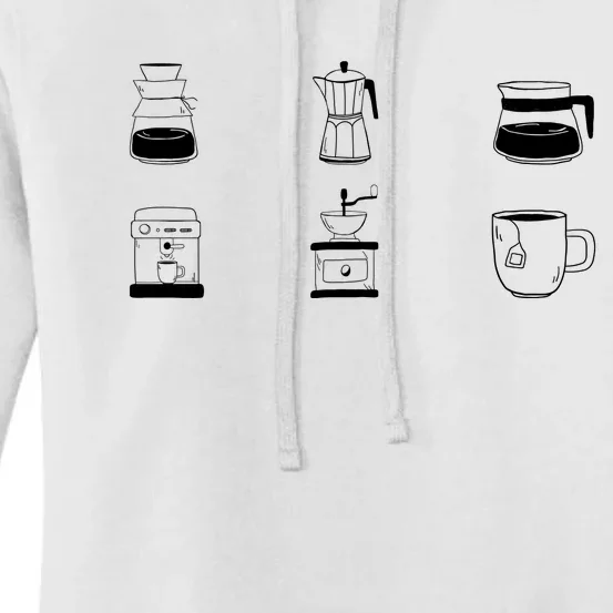 Coffee Lover Hand Drawn Cute Food Coffee Gift Women's Pullover Hoodie