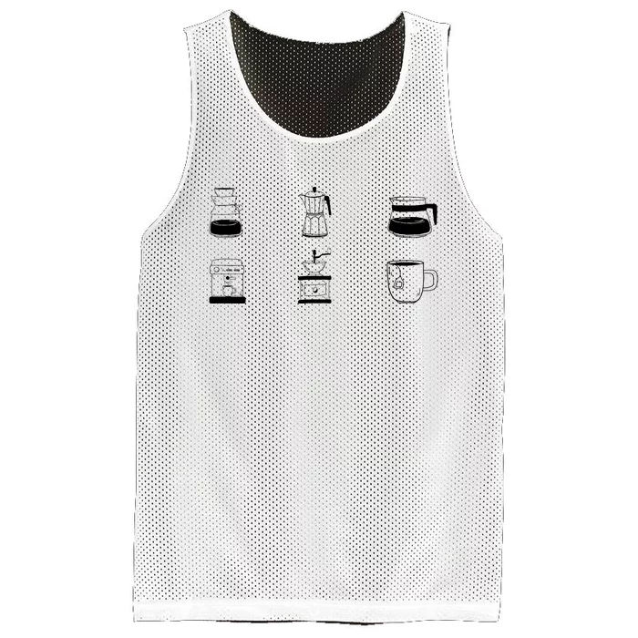 Coffee Lover Hand Drawn Cute Food Coffee Gift Mesh Reversible Basketball Jersey Tank