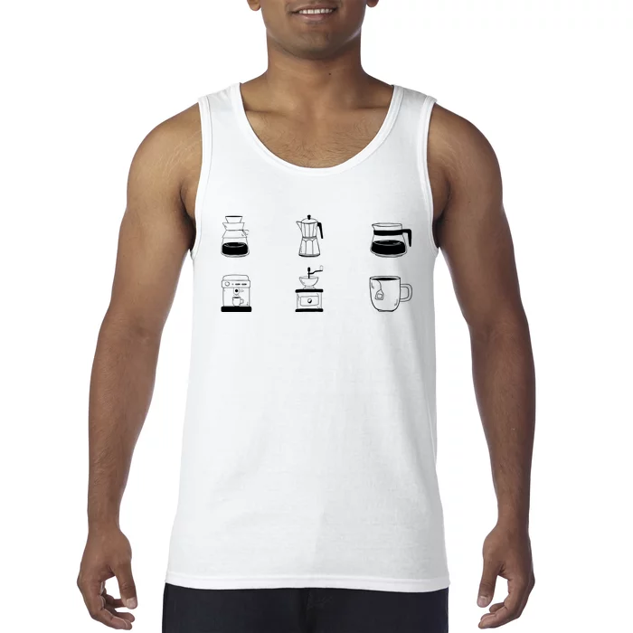 Coffee Lover Hand Drawn Cute Food Coffee Gift Tank Top