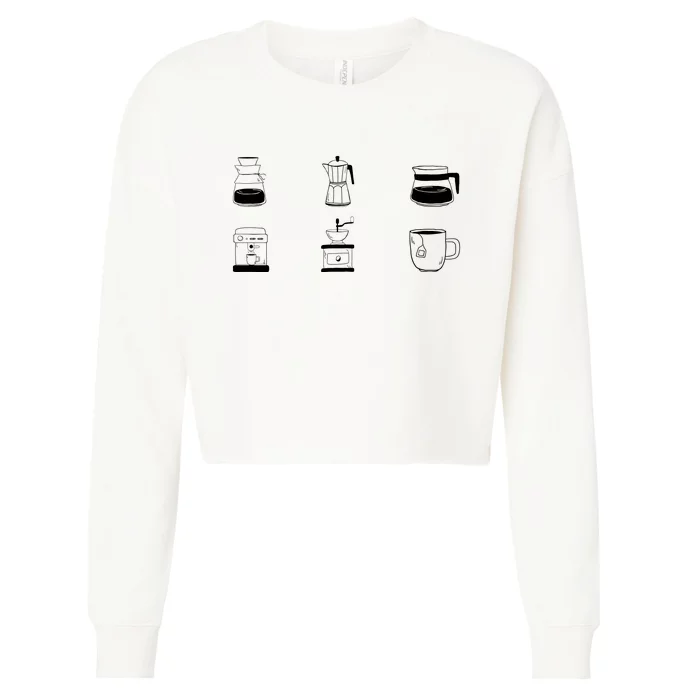 Coffee Lover Hand Drawn Cute Food Coffee Gift Cropped Pullover Crew