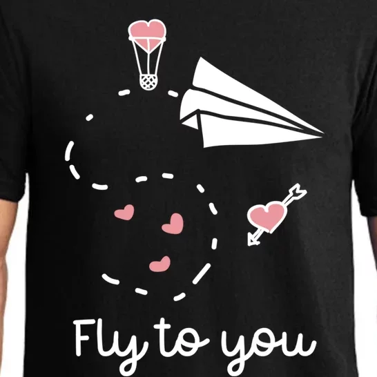 Cute Love Hearts Valentines Day Gift Fly To You Paper Airplane Gift Pajama Set