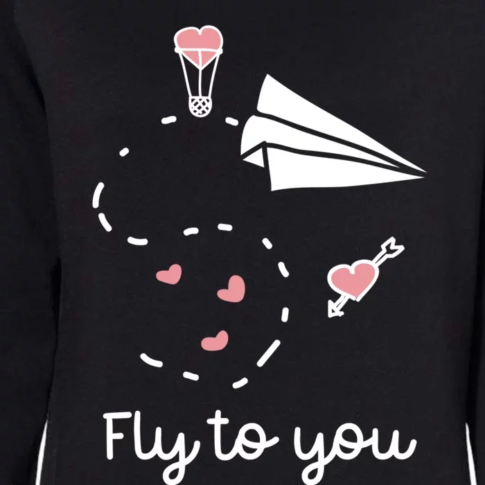 Cute Love Hearts Valentines Day Gift Fly To You Paper Airplane Gift Womens California Wash Sweatshirt