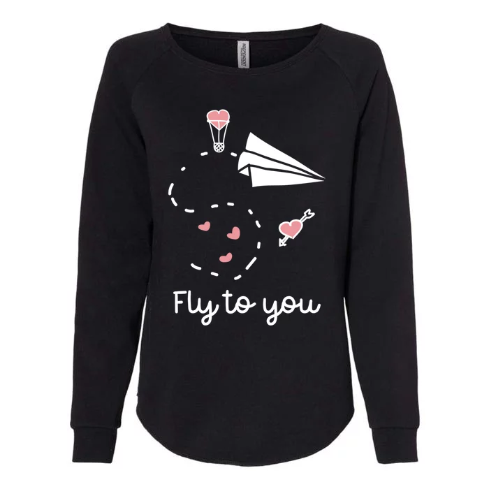 Cute Love Hearts Valentines Day Gift Fly To You Paper Airplane Gift Womens California Wash Sweatshirt