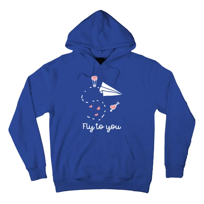 Cute Love Hearts Valentines Day Gift Fly To You Paper Airplane Gift Hoodie