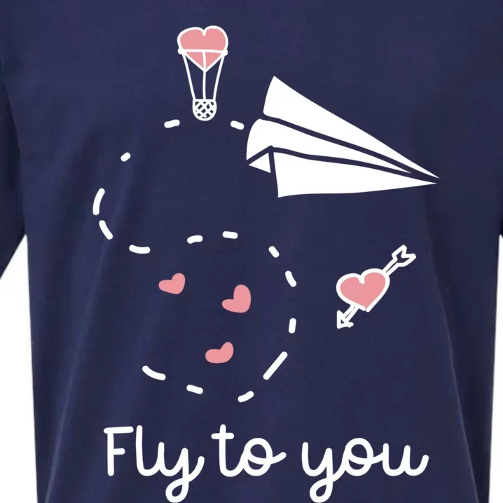 Cute Love Hearts Valentines Day Gift Fly To You Paper Airplane Gift Sueded Cloud Jersey T-Shirt