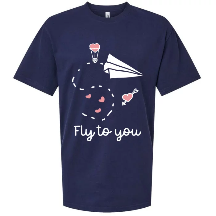 Cute Love Hearts Valentines Day Gift Fly To You Paper Airplane Gift Sueded Cloud Jersey T-Shirt