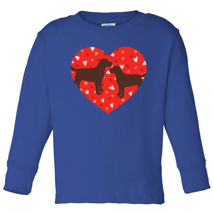 Chocolate Lab Heart Valentine's Day Labrador Dog Lover Great Gift Toddler Long Sleeve Shirt