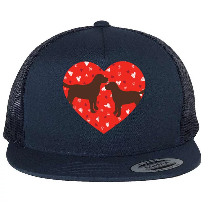 Chocolate Lab Heart Valentine's Day Labrador Dog Lover Great Gift Flat Bill Trucker Hat