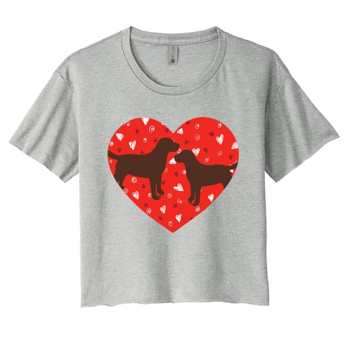 Chocolate Lab Heart Valentine's Day Labrador Dog Lover Great Gift Women's Crop Top Tee