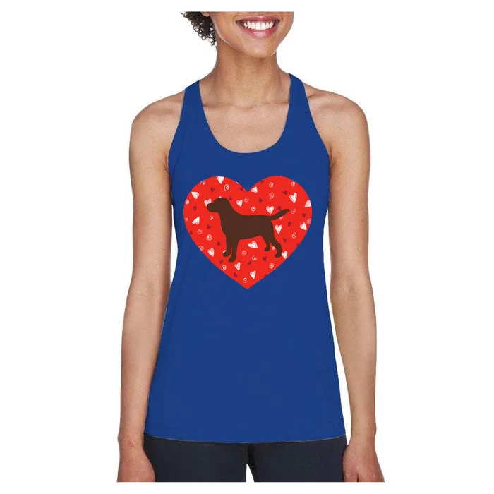 Chocolate Lab Heart Valentine's Day Labrador Dog Lover Cool Gift Women's Racerback Tank